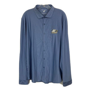 Horn Legend Shirt Mens Sz L‎ Georgia Southern Blue Performance Stretch Button Up